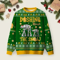 AT Walker Dashing Through The Snow Green Ugly Christmas Sweater Xmas Apparel Christmas Dad Gifts