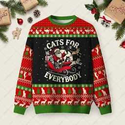 Cats For Everybody Ugly Christmas Sweater Xmas Apparel Christmas Gifts For Cat Lovers