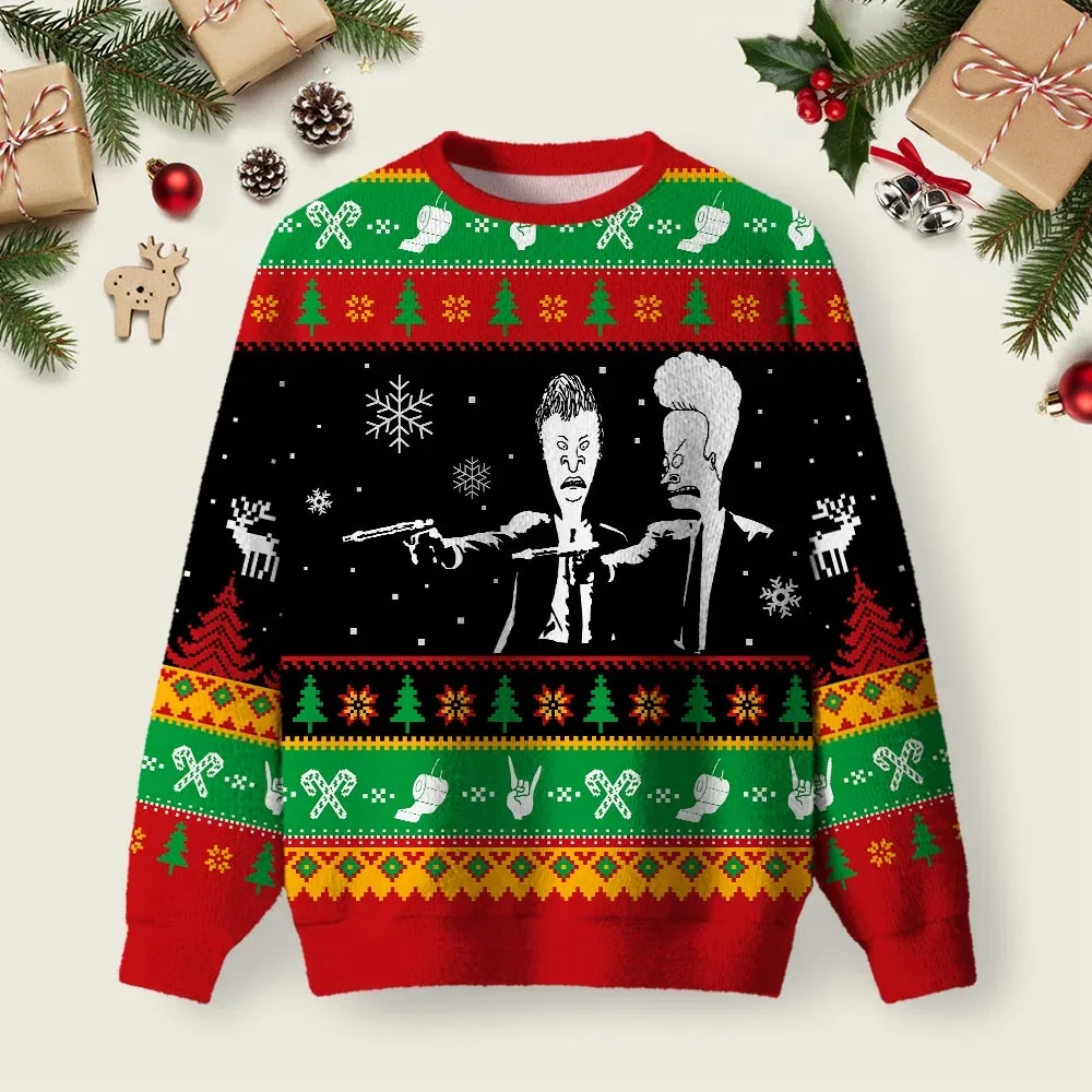 Beavis And Butthead Pulp Fiction Nerd Ugly Christmas Sweater Xmas Merch Christmas Mother Gifts_