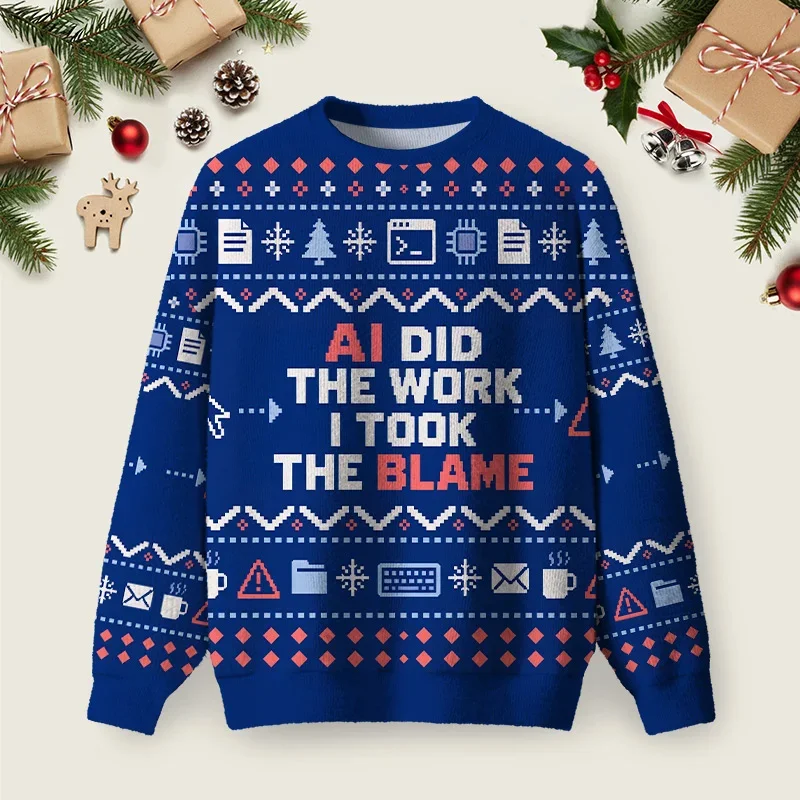 AI Blame Ugly Christmas Sweater Christmas Vacation Clothing Xmas Gifts For Sister