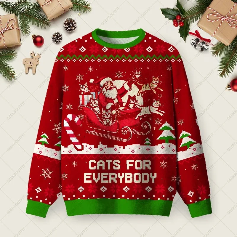 Cat Santa Cats For Everybody Ugly Christmas Sweater Funny Xmas Sweaters Gifts For Cat Lovers