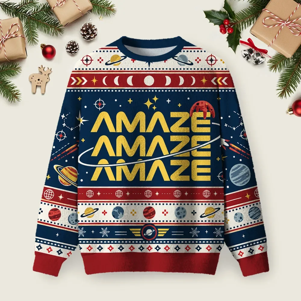 Amaze Amaze Amaze Space Sci Fi Ugly Christmas Sweater Xmas Clothing Christmas Gifts For Women