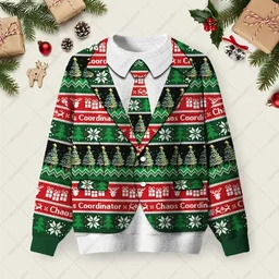 Chaos Faux Two Piece Suit Ugly Christmas Sweater Funny Ugly Xmas Sweaters Gifts For Dad