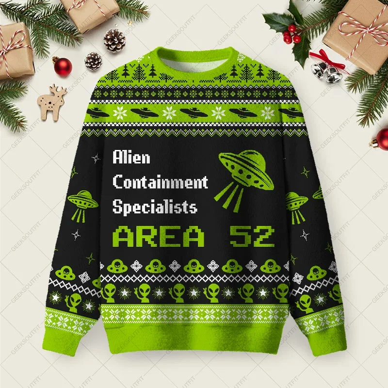 Area 52 Ugly Christmas Sweater Funny Xmas Sweaters Christmas Gifts For Space Lovers