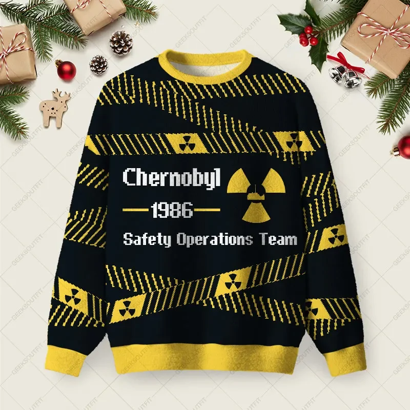 Chernobyl 1986 Yellow Tape Ugly Christmas Sweater Christmas Day Clothes Gifts For Boyfriend