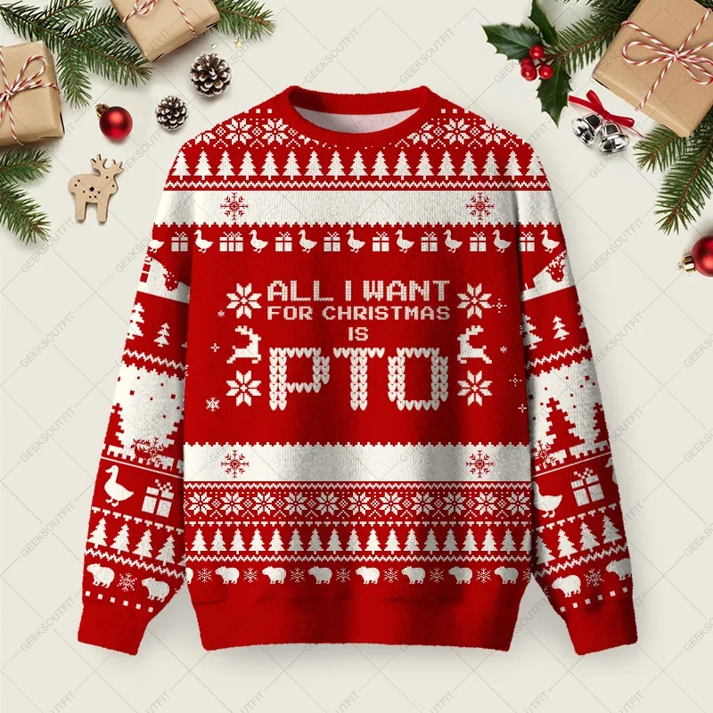 All I Want For Christmas Is PTO Ugly Christmas Sweater Christmas Party Outfit Xmas Gifts