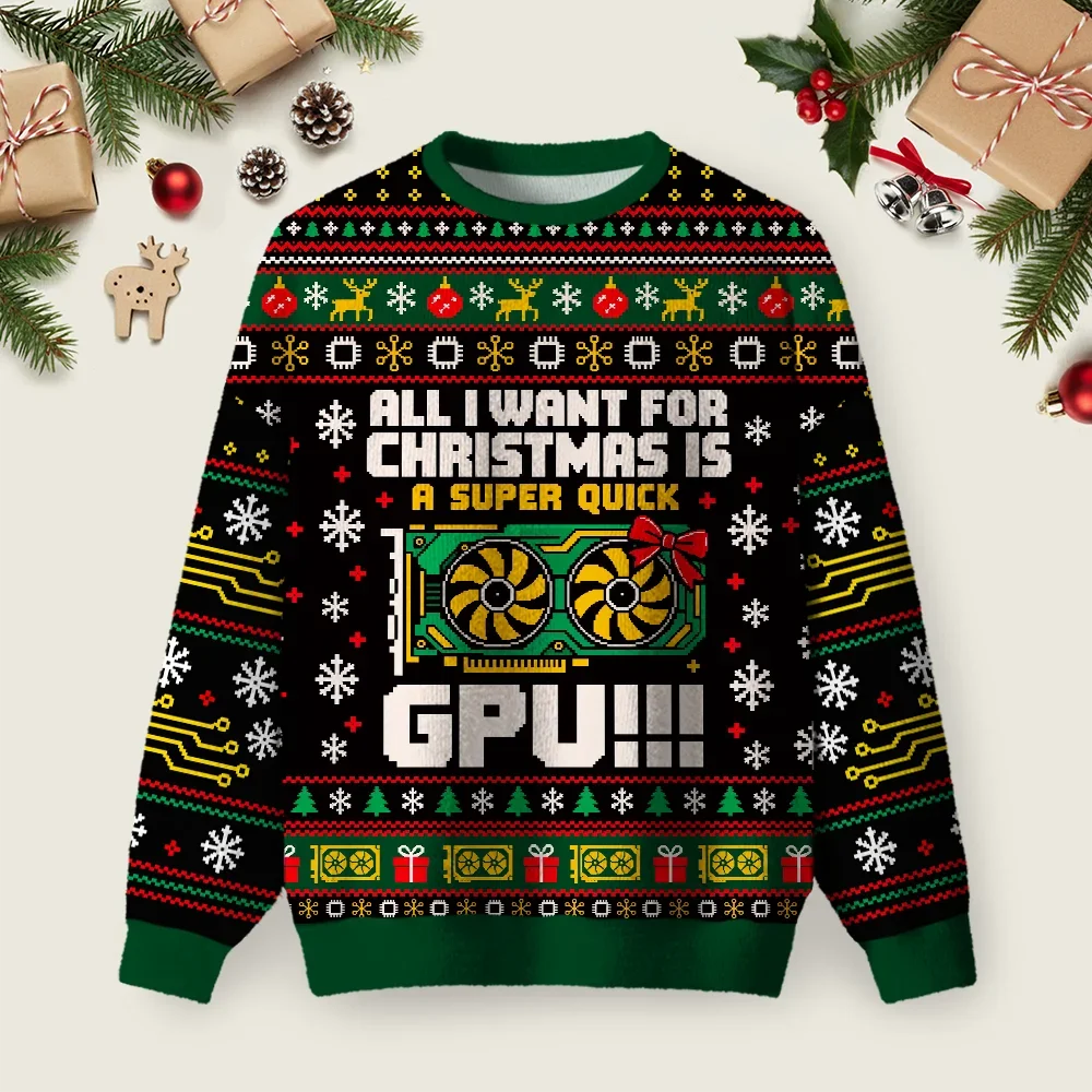 A Super Quick GPU Ugly Christmas Sweater Christmas Vacation Clothing Xmas Gifts For Brother