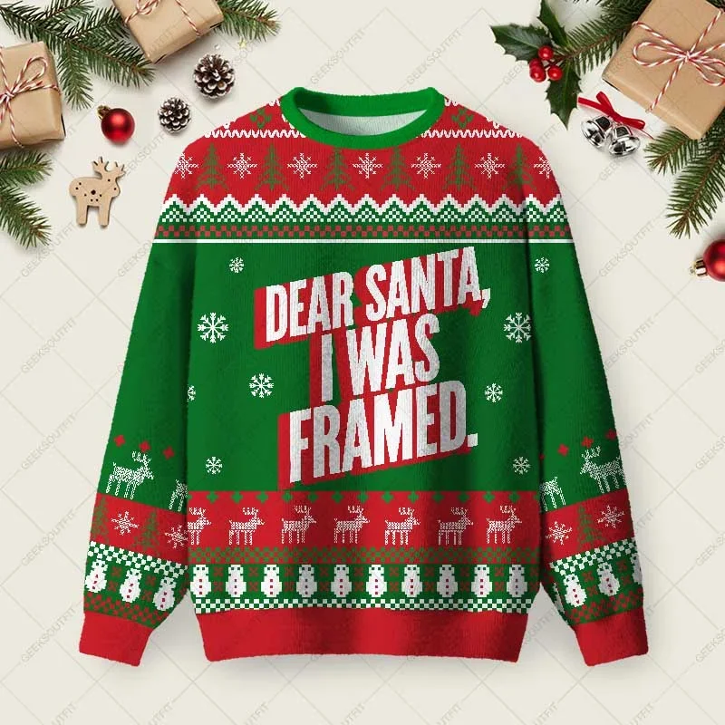Dear Santa I Was Framed Ugly Christmas Sweater Xmas Party Outfits Xmas Gifts For Brother