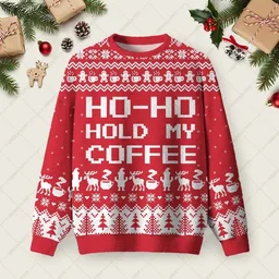 Ho Ho Hold My Coffee Ugly Christmas Sweater Xmas Party Outfits Xmas Gifts For Friend