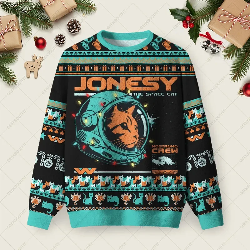 Jonesy The Space Cat Ugly Christmas Sweater Xmas Apparel Christmas Gifts For Women