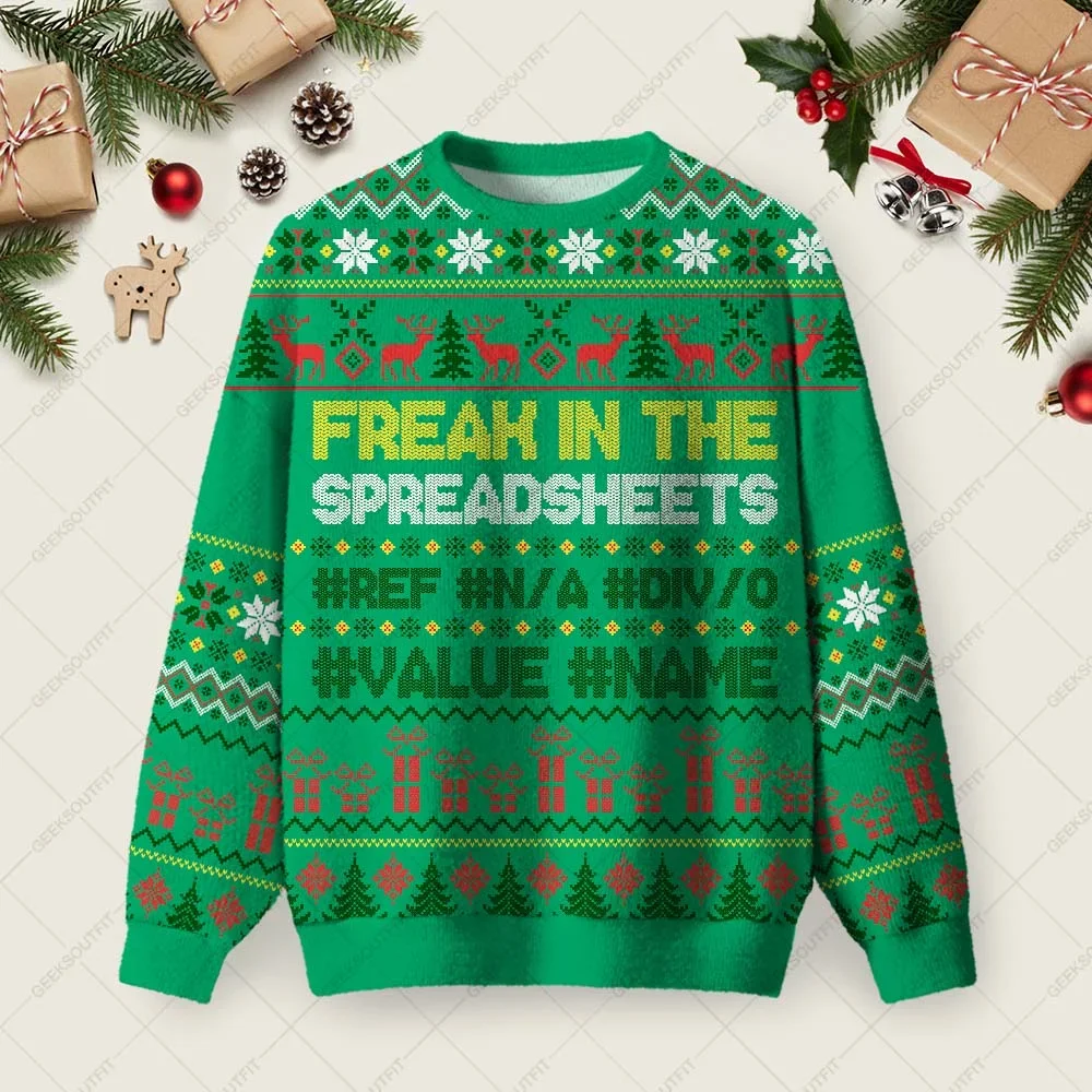 Freak In The Spreadsheets Ugly Christmas Sweater Christmas Party Outfit Xmas Gifts For Sister