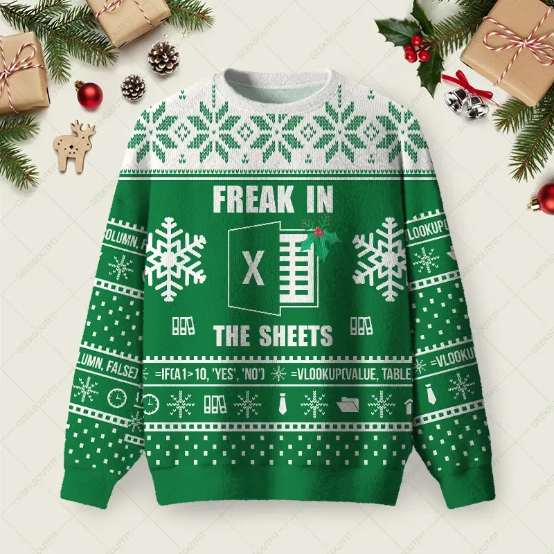 Freak In The Sheets Ugly Christmas Sweater Festive Clothing Xmas Gifts For Coworkers