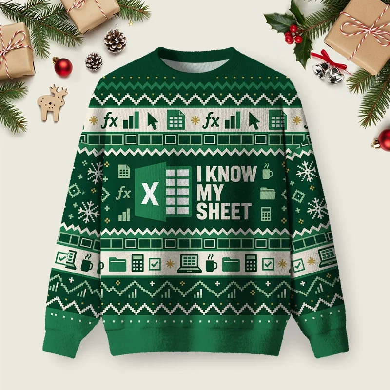 Excel Sheet Ugly Christmas Sweater Xmas Apparel Xmas Gift For Sister