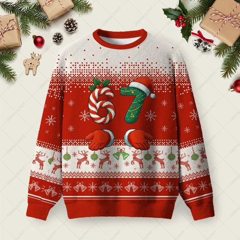 Meme 67 Red  Ugly Christmas Sweater Funny Xmas Sweaters Xmas Gifts For Meme Lovers
