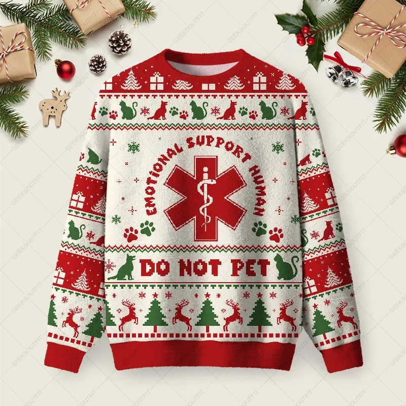 Emotional Support Human Ugly Christmas Sweater Xmas Merch Christmas Gifts For Friends
