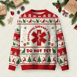 Emotional Support Human Ugly Christmas Sweater Xmas Merch Christmas Gifts For Friends