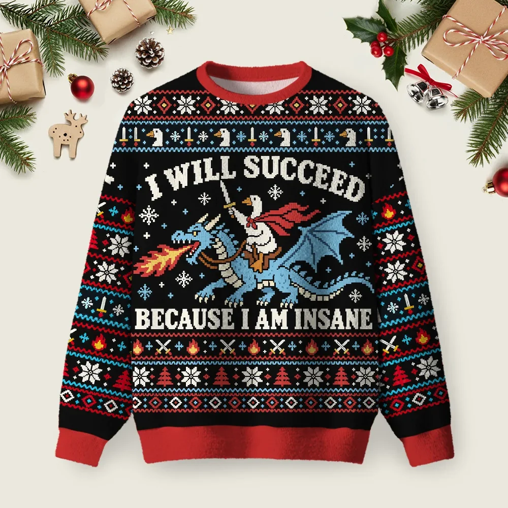 Duck Warrior Because I Am Insane Ugly Christmas Sweater Holiday Christmas Sweaters Gifts Idea