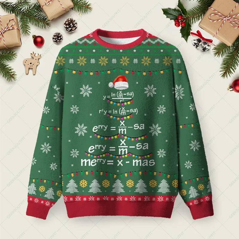 Math Merry Xmas Tree Ugly Christmas Sweater Xmas Party Outfit Christmas Gifts For Sister