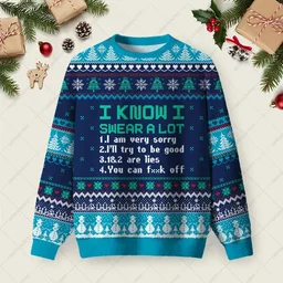 I Know I Swear A Lot Ugly Christmas Sweater Xmas Party Outfits Christmas Gifts For Brother