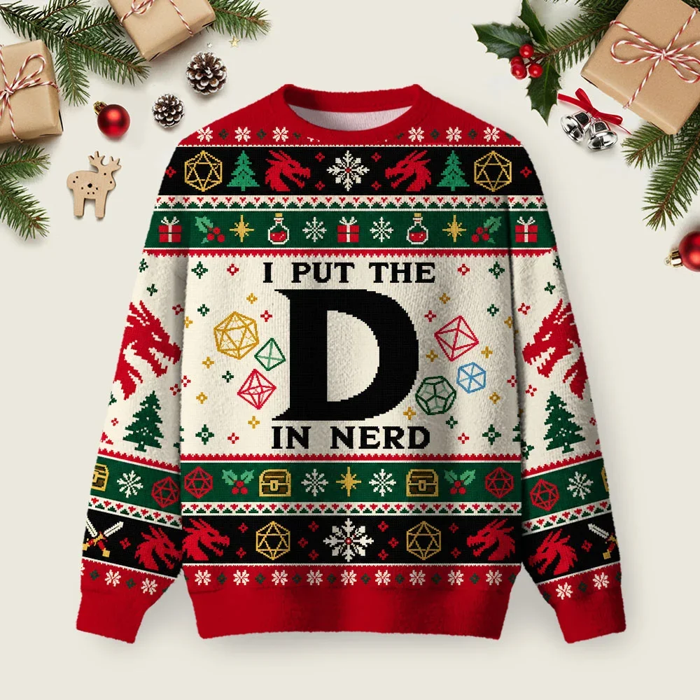 I Put The D In Nerd Ugly Christmas Sweater Christmas Vacation Apparel Xmas Gifts For BFF