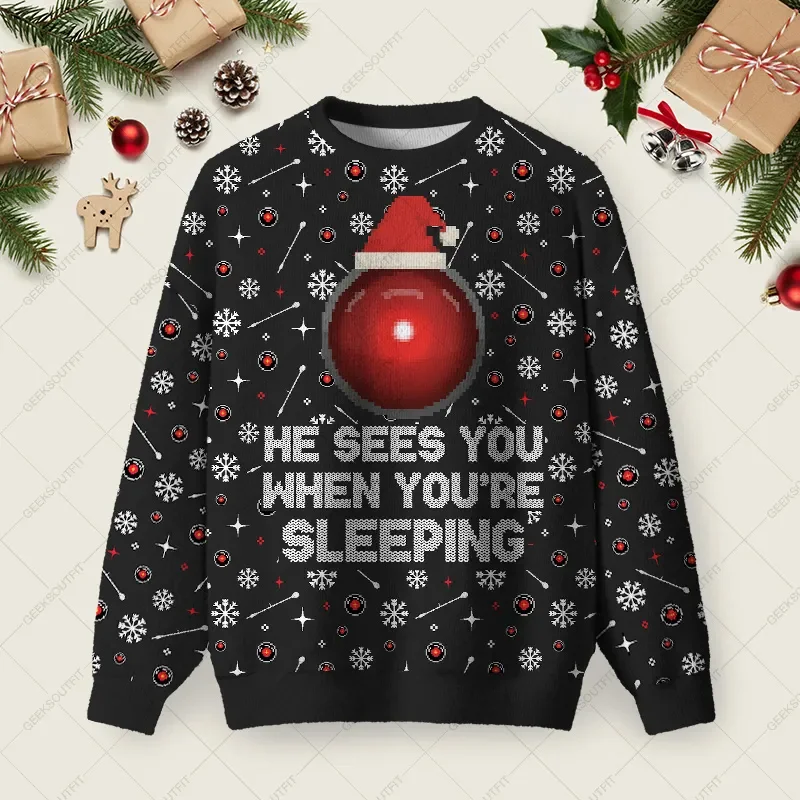 He Sees You When You_re Sleeping Ugly Christmas Sweater Xmas Sweater Christmas Gifts Idea