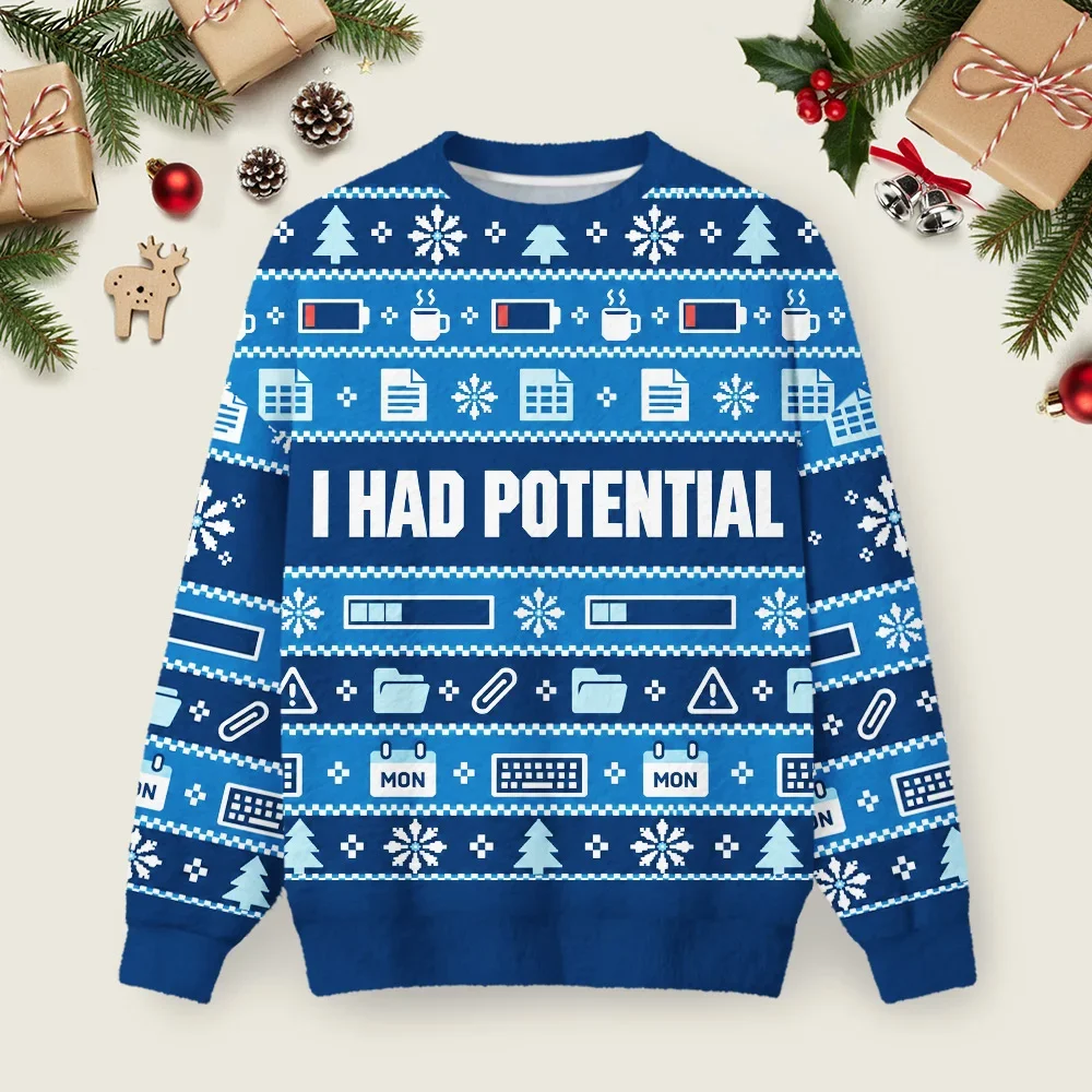 I Had Potential Ugly Christmas Sweater Christmas Party Outfit Xmas Gifts For Brother