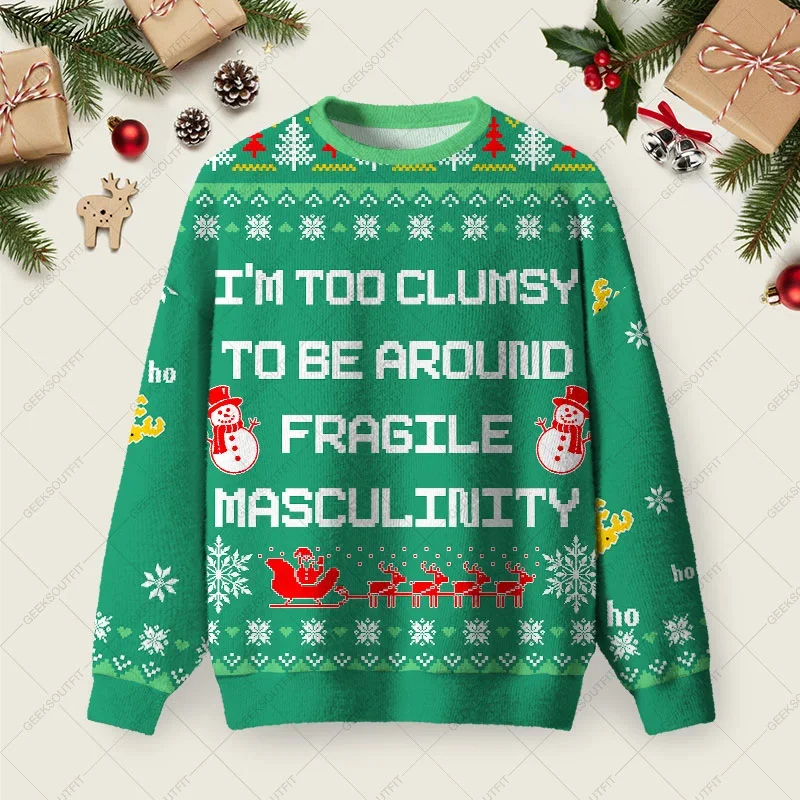 Fragile Masculinity Ugly Christmas Sweater Funny Ugly Xmas Sweaters Xmas Gifts For Friend