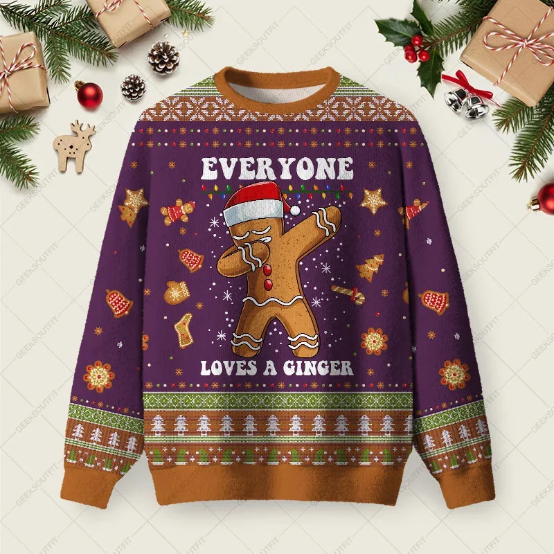 Gingerbread Dabbing Dance Christmas Purple Ugly Christmas Sweater Xmas Apparel Xmas Dad Gift