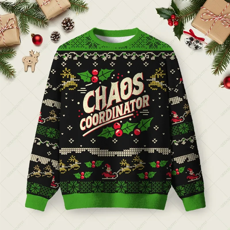 Holiday Chaos Coordinator Ugly Christmas Sweater Xmas Apparel Xmas Gift For Mom