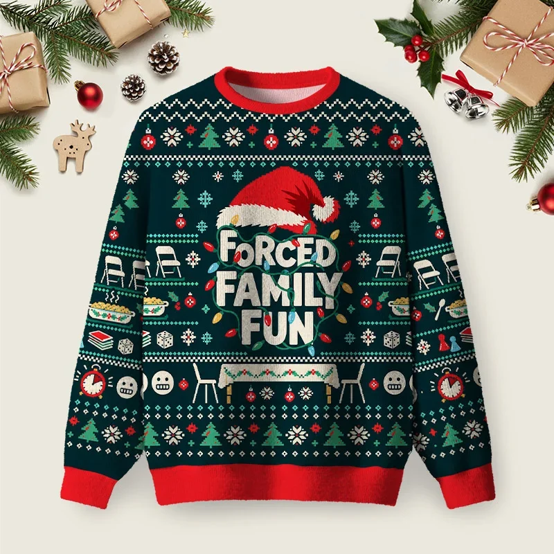 Forced Family Fun Ugly Christmas Sweater Family Christmas Clothes Gifts For Brother