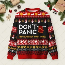 Don_t Panic Ugly Christmas Sweater Xmas Apparel Christmas Gifts For Girlfriend