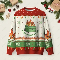 Everything Is Fine Ugly Christmas Sweater Funny Holiday Sweaters Xmas Gifts For Sister