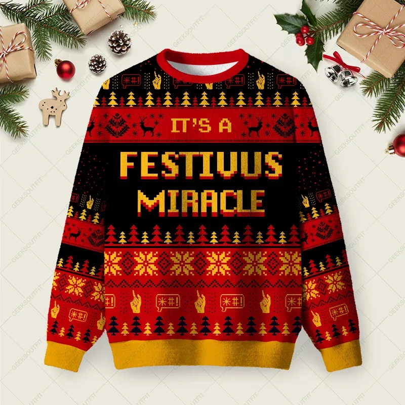 It_s A Festivus Miracle Ugly Christmas Sweater Hilarious Ugly Christmas Sweaters Gifts For Dad