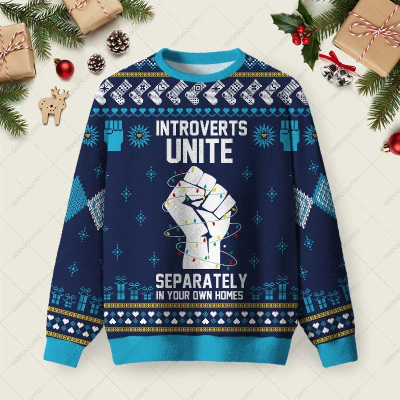 Introverts Unite Ugly Christmas Sweater Xmas Merch Christmas Gifts For Introverts