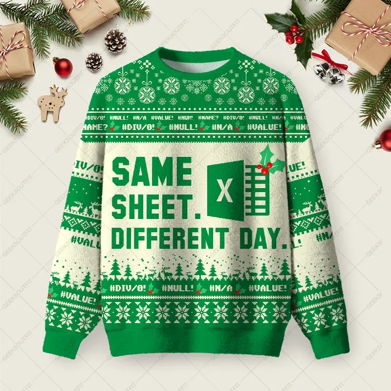 Same Sheet Different Day Ugly Christmas Sweater Festive Clothing Xmas Gifts For Friend
