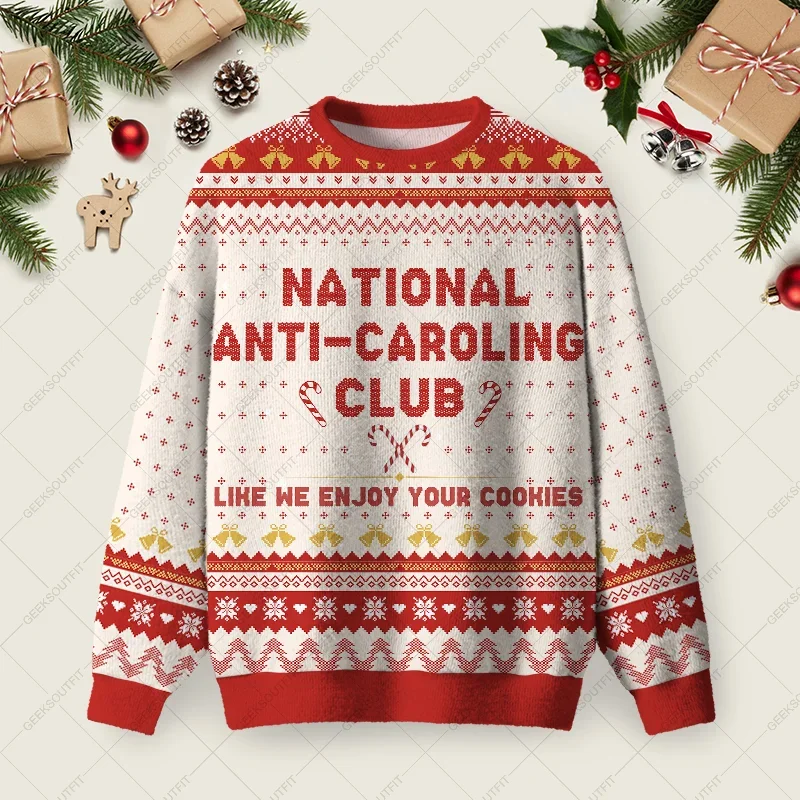 National Anti-Caroling Club Ugly Christmas Sweater Funny Xmas Sweaters Gifts For Sister