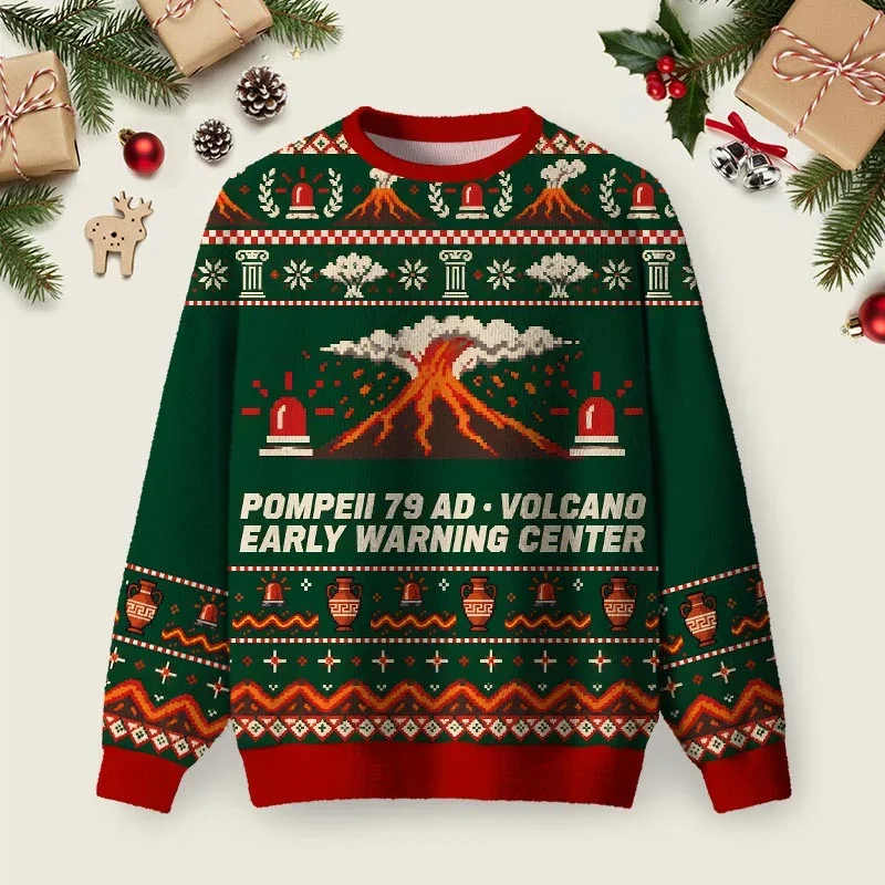 Pompeii Warning Crew Ugly Christmas Sweater Funny Ugly Xmas Sweaters Christmas Gifts
