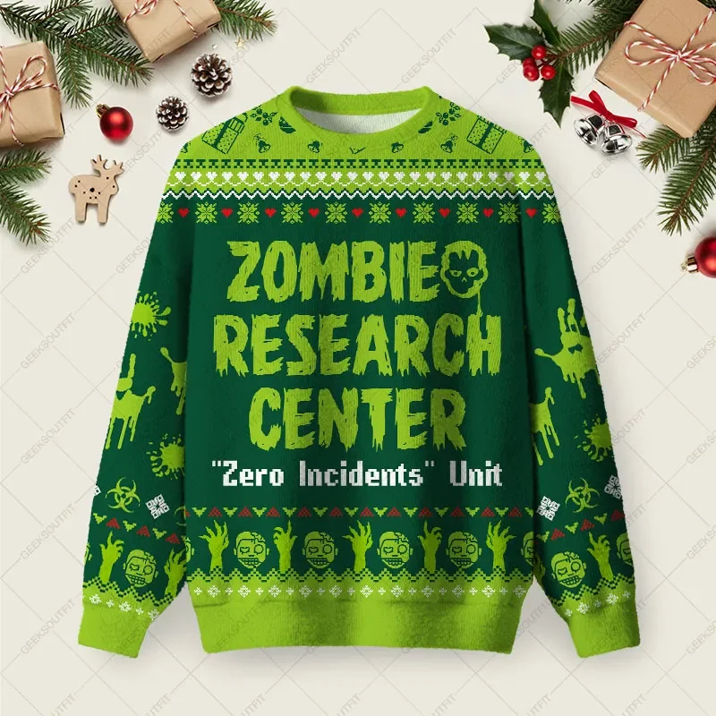 Zomibe Research Center Ugly Christmas Sweater Xmas Apparel Christmas Gifts For Zombie Fans