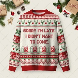 Sorry I Am Late Ugly Christmas Sweater Xmas Party Outfits Christmas Gifts For BFF