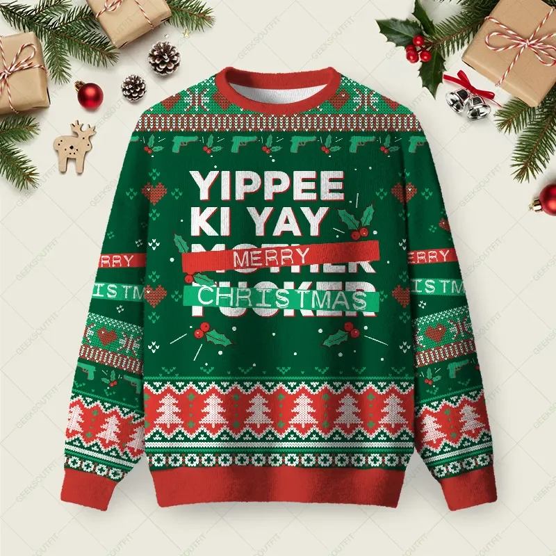 Yippee Ki Yay Merry Christmas Ugly Christmas Sweater Xmas Apparel Christmas Gifts For Dad