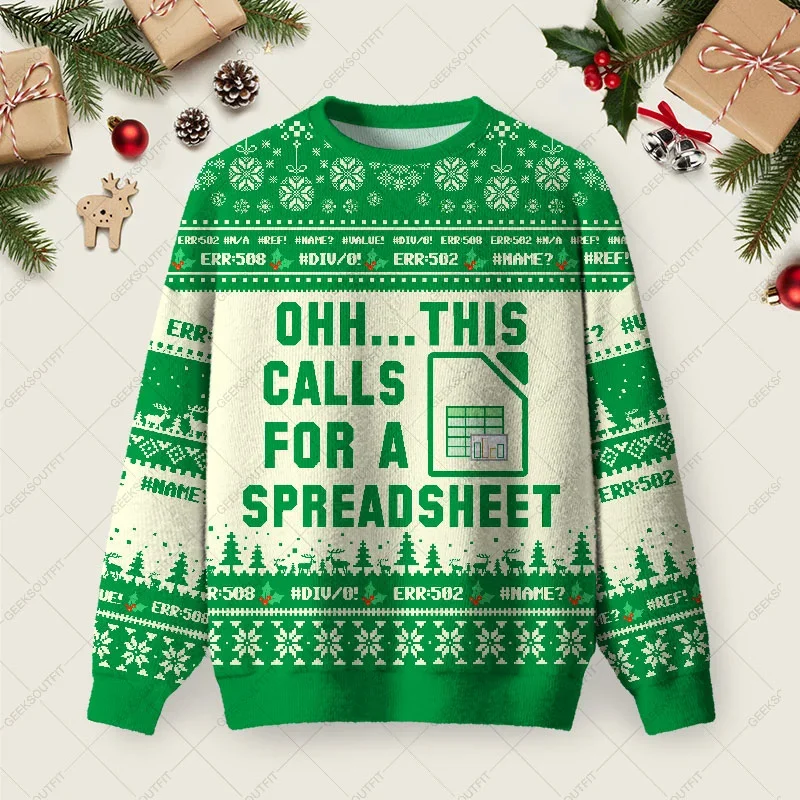 This Calls For A Spreadsheet Ugly Christmas Sweater Funny Xmas Sweaters Xmas Gifts For Him