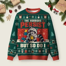 The Horrors Persist But So Do I Ugly Christmas Sweater Ugly Holiday Sweater Xmas Gifts
