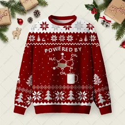 Powered By Caffeine Ugly Christmas Sweater Funny Ugly Xmas Sweaters Gifts For Sister