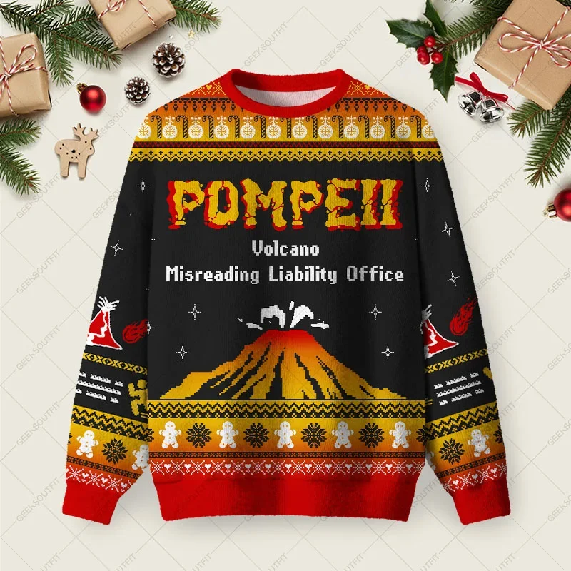 Pompeii Volcano Ugly Christmas Sweater Funny Ugly Holiday Sweater Xmas Gifts For Boyfriend