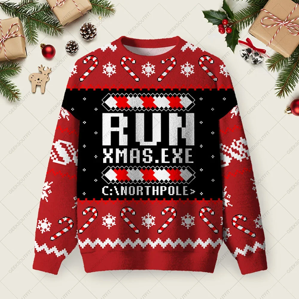 Run Xmas Exe Ugly Christmas Sweater Christmas Vacation Clothing Xmas Gifts For Coworkers