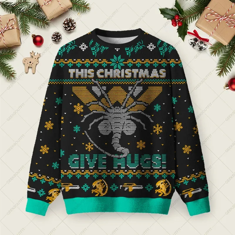 This Christmas Give Hugs Ugly Christmas Sweater Xmas Merch Christmas Gifts For Family Friends