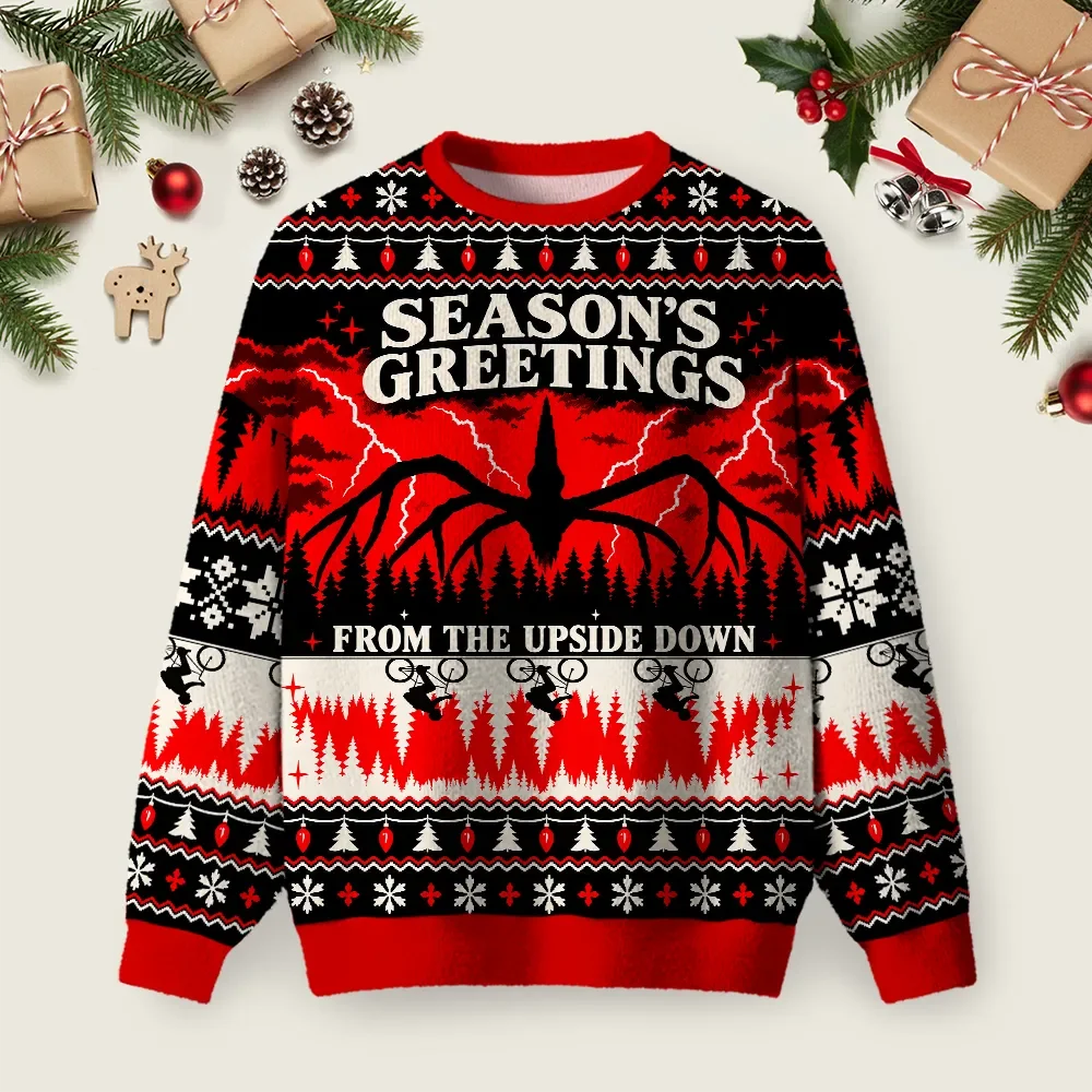 Season_s Greetings Ugly Christmas Sweater Xmas Party Outfit Gifts For Stranger Things Lovers
