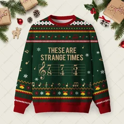These Are Strange Times Music Joke Ugly Christmas Sweater Xmas Apparel Christmas Gifts For Music Lovers