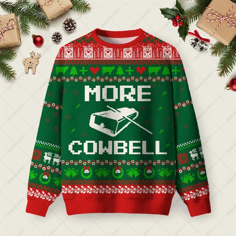 More Cowbell Ugly Christmas Sweater Funny Xmas Sweaters Xmas Gifts For Brother