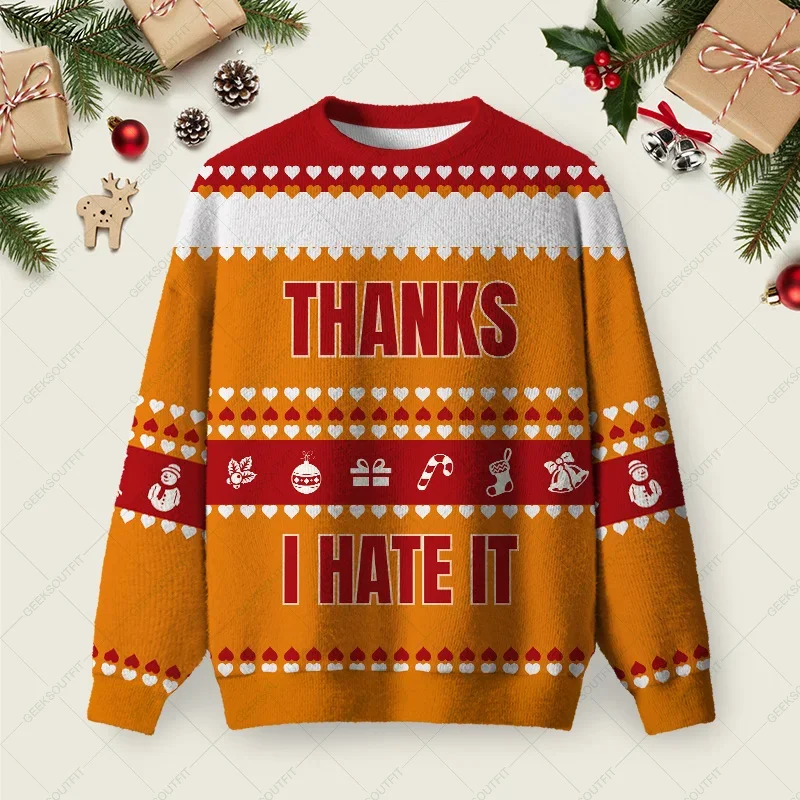 Thanks I Hate It Holiday Ugly Christmas Sweater Festive Clothing Xmas Gifts For Sister